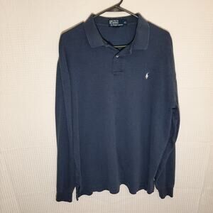 Polo Ralph Lauren XL Shirt Men’s Navy Blue Long Sleeve Golf Polo Cotton Classic